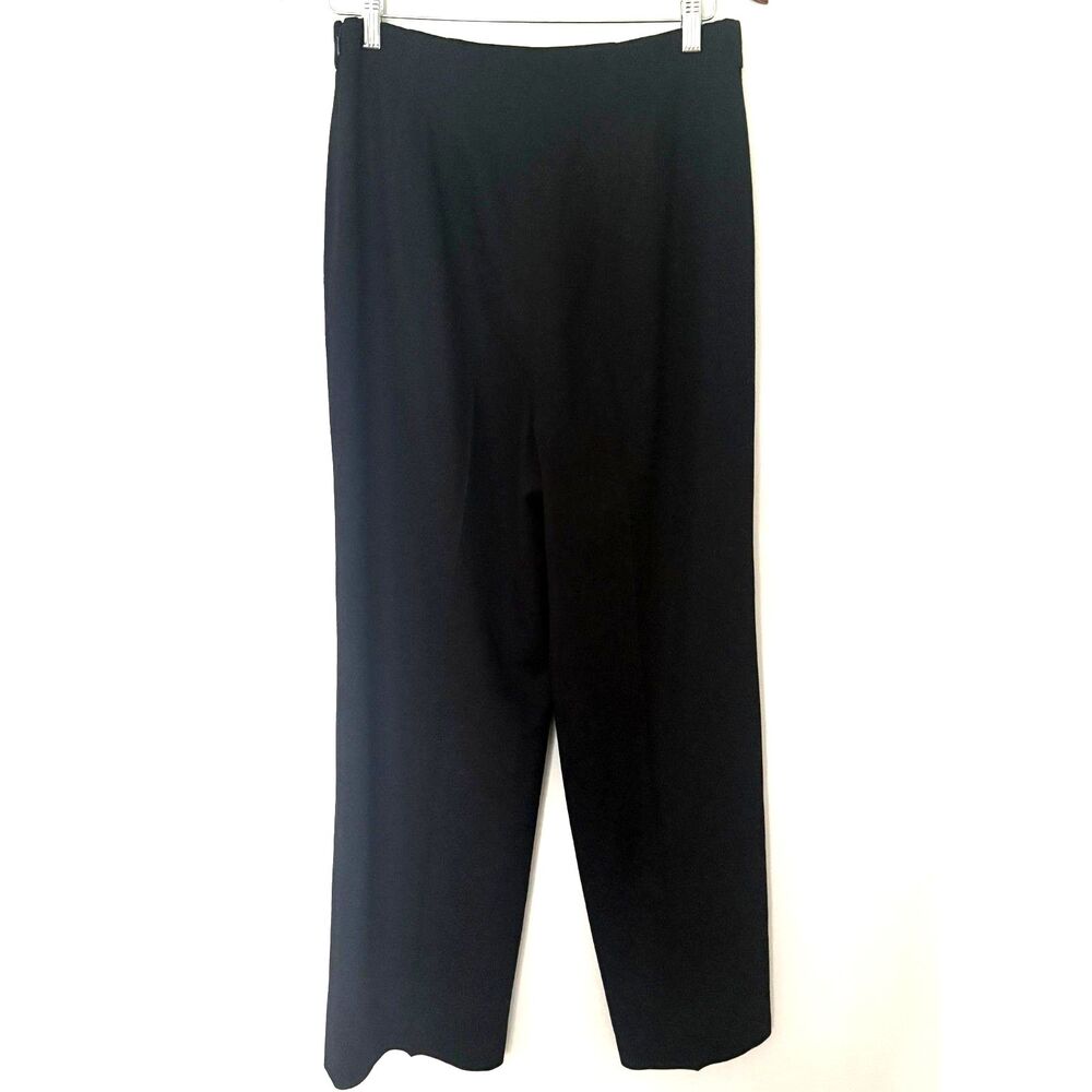 VTG Talbots Black Italian Wool Dress Pants Side Zip Stretch Tailored Trousers 8 - Picture 2 of 9